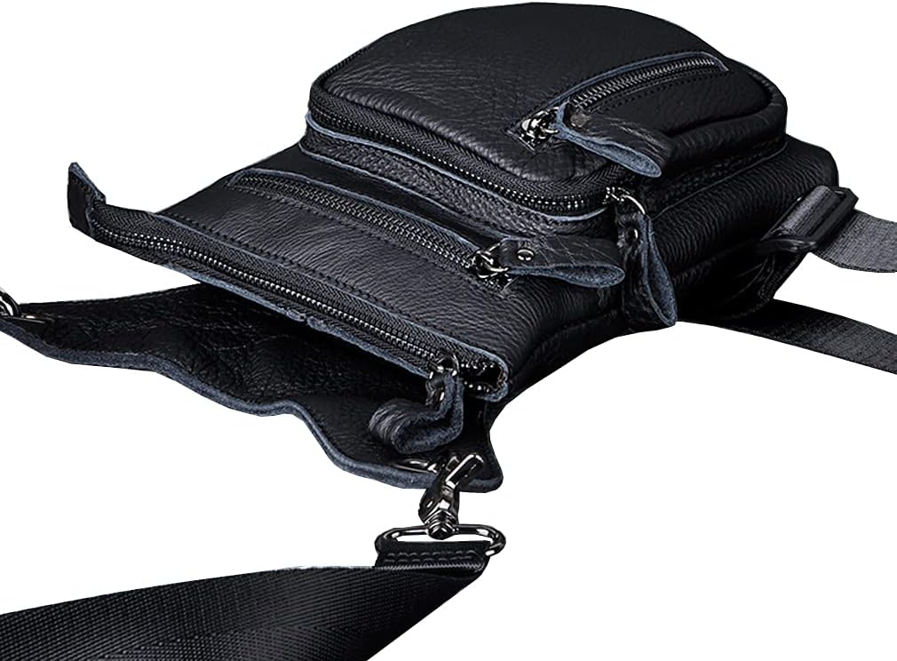 Leather Waist Pack Drop Leg Bag for Men Women Belt Bumbag Multi-Purpose Motorcycle Bike Outdoor Sports Tactical Cycling Riding Hiking Camping Pouch