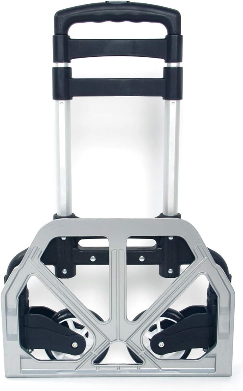 Portable Push Cart & Luggage Dolly Cart,Luggage Trolley Cart,Aluminum Portable Folding Hand Truck Cart,Utility Collapsible Hand Truck,with Elastic Ropes,for Home Moving Travel Office Use (Black)
