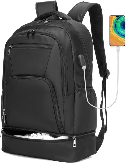 seyfocnia Gym Backpack for Men,Gym Bag with Shoe Compartment Lightweight Travel Workout Sports Backpack with USB Charging Port