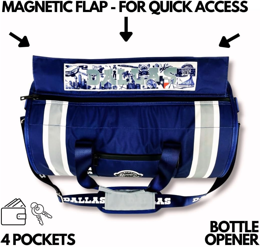 Varsity Cooler Dallas Travel Party Duffel & Cooler – 30 Can Leakproof Insulated Tote Bag, Waterproof Soft compartment for Tailgating, Golf, Beach, Carry-On Luggage & Outdoor Sports