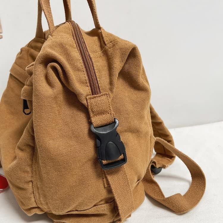 Small Boho Canvas Backpack for Women Vintage Style Outdoor Travel Bag Casual Daypack Grunge Aesthetic Hippie Y2K Backpack (Black,One Size)
