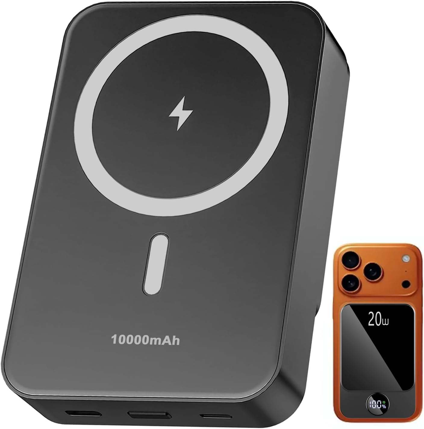 Magnetic Portable Charger, Power Bank 10000mAh with PD 20w Fast Charging, USB C in&Out Battery Pack, Compatible with Mag-Safe for iPhone 13/14/15/16/17 Pro/Pro Max Series, Samsung, Android, and More