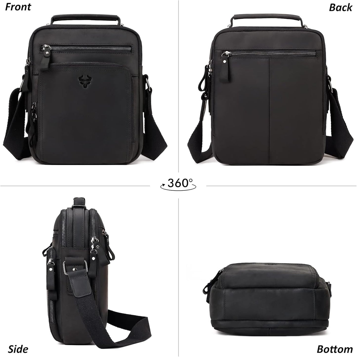 Crossbody Bag Shoulder Bag for Men, Genuine Leather Man Bag Vintage Messenger Bag for Travel Work