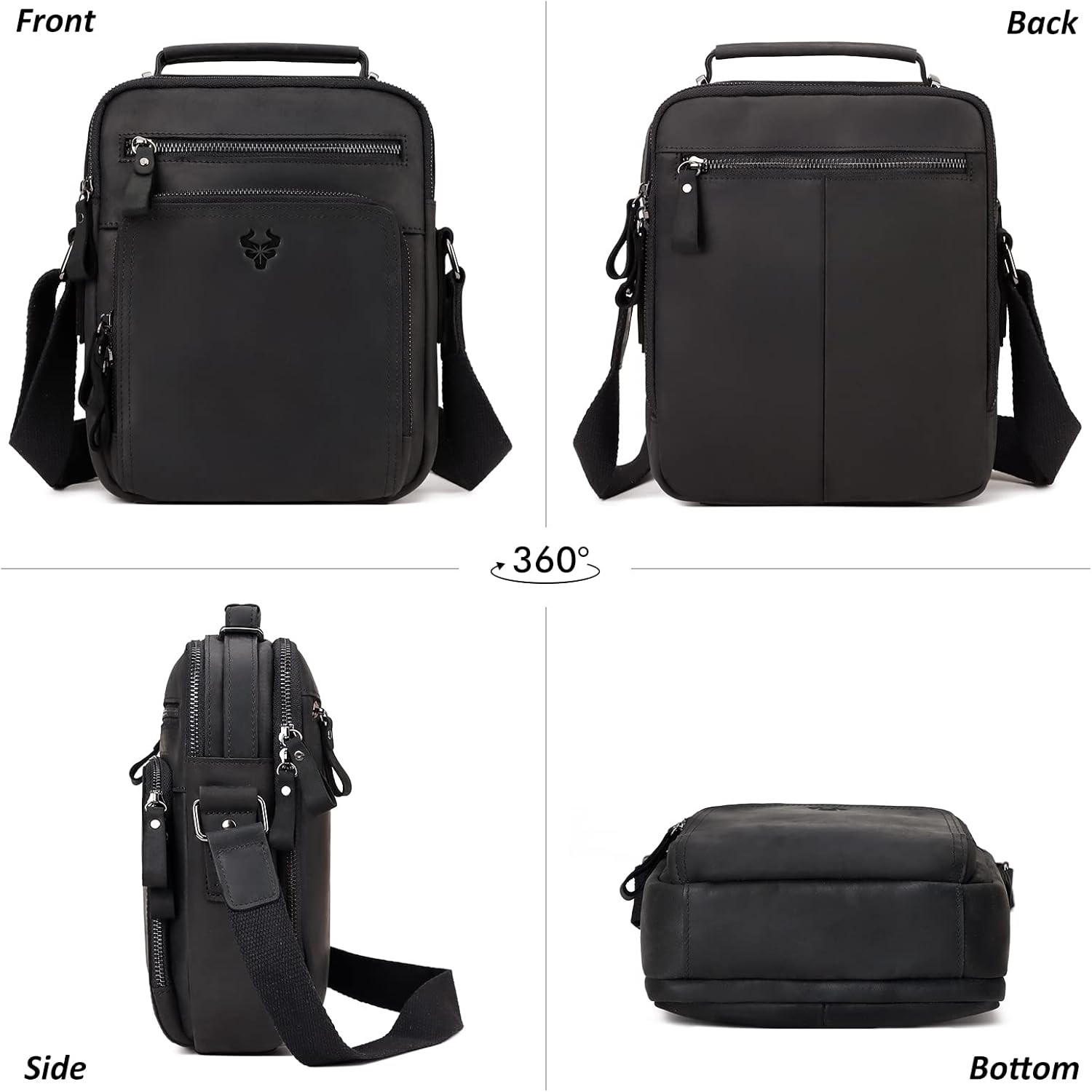 Crossbody Bag Shoulder Bag for Men, Genuine Leather Man Bag Vintage Messenger Bag for Travel Work