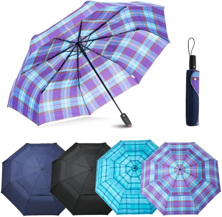 Edinburgh Large Windproof Travel Umbrella - Wind Resistant, Automatic, Strong Build to Last Steel and Fiberglass Rib, Umbrellas for Rain for Men and Women - 54 Inch Double Vented Canopy Big Enough To Fit In 2 Adults - Auto Open Close