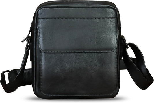 IVTG Genuine Leather Messenger Bag for Men Crossbody Shoulder Bag Satchel Casual Sling Daypack Work Business Daily Purse