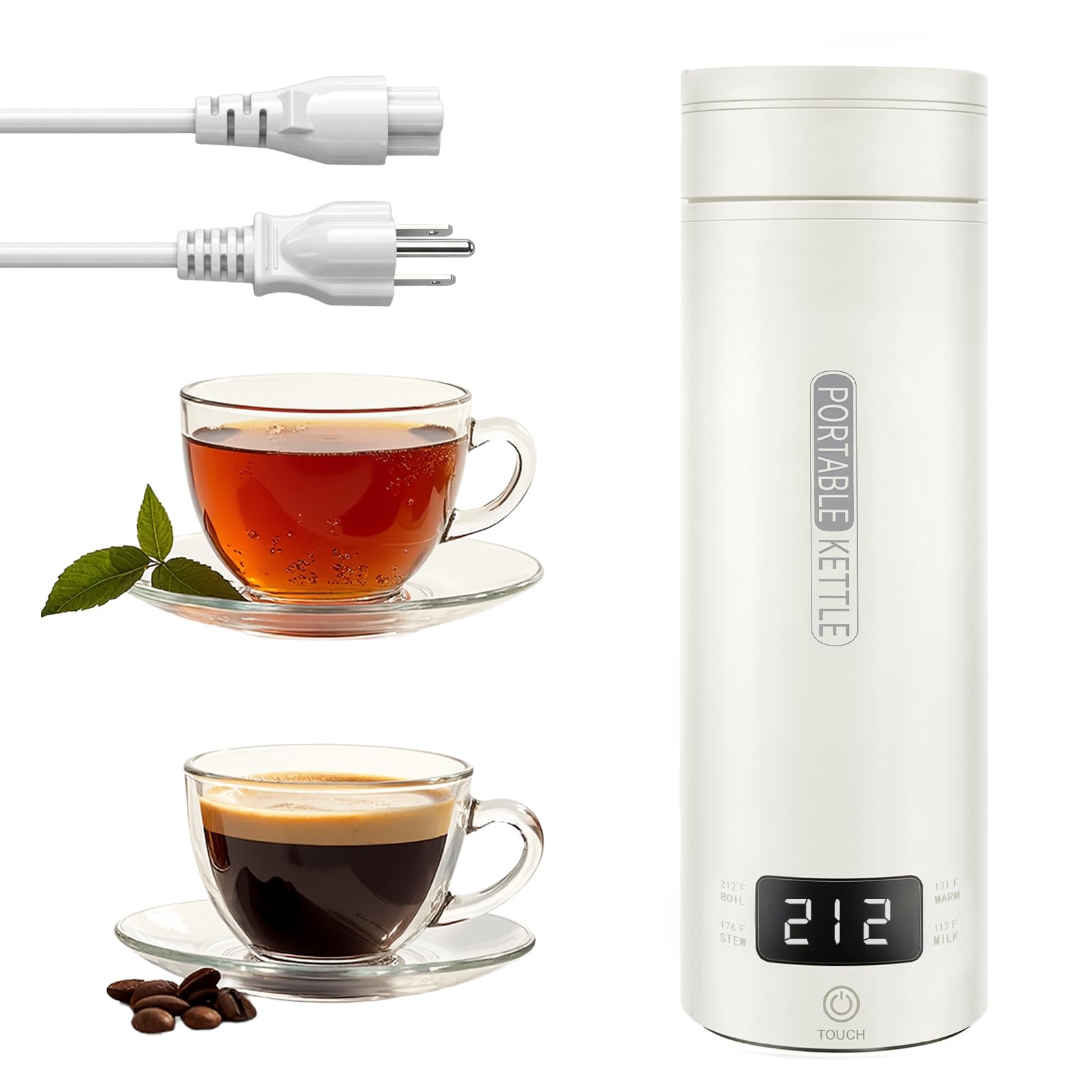 Travel Tea Kettle（120V）, Portable Electric Kettle, 316 Stainless Steel Premium Liner, 4-speed