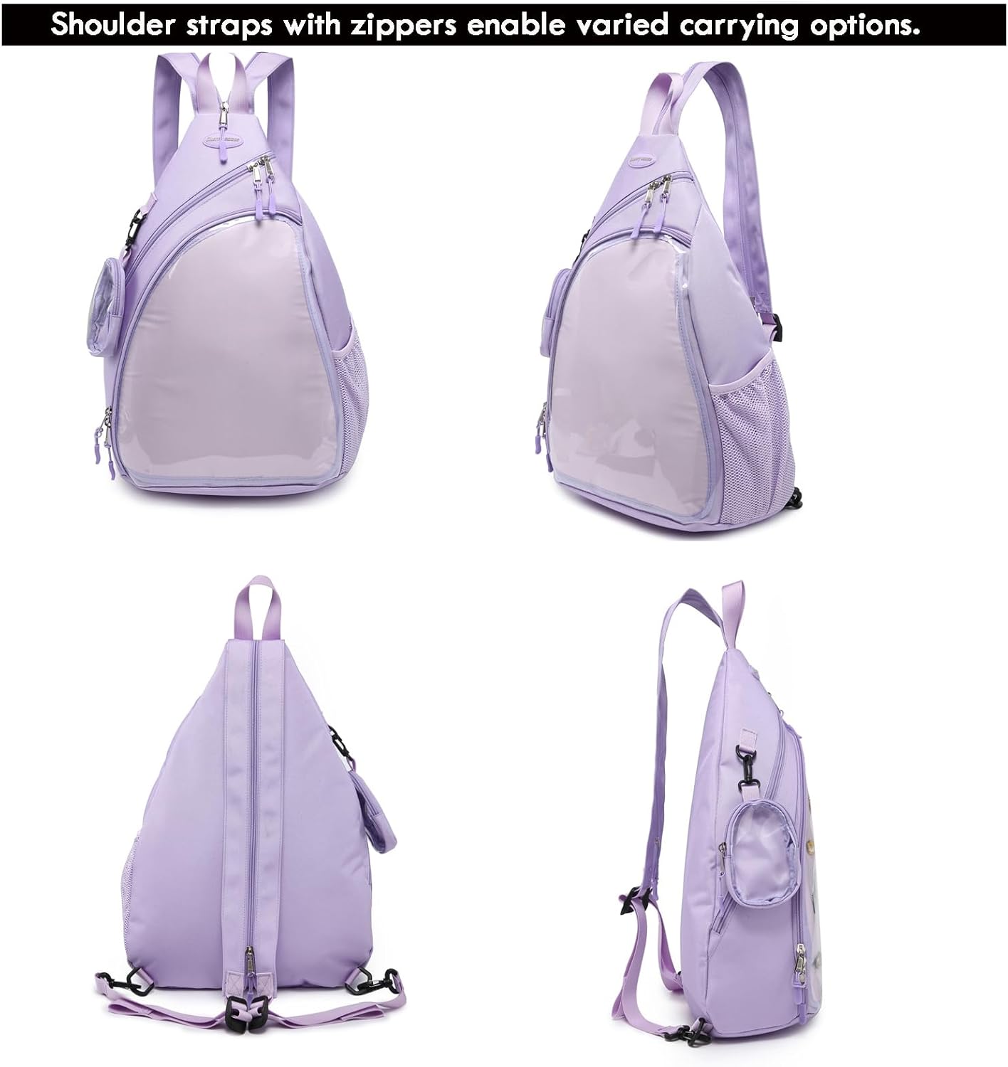 Oxford Ita Bag Kawaii Pin Display Chest Pack Single Shoulder Bag Sport Backpack Hiking Daypack, Large