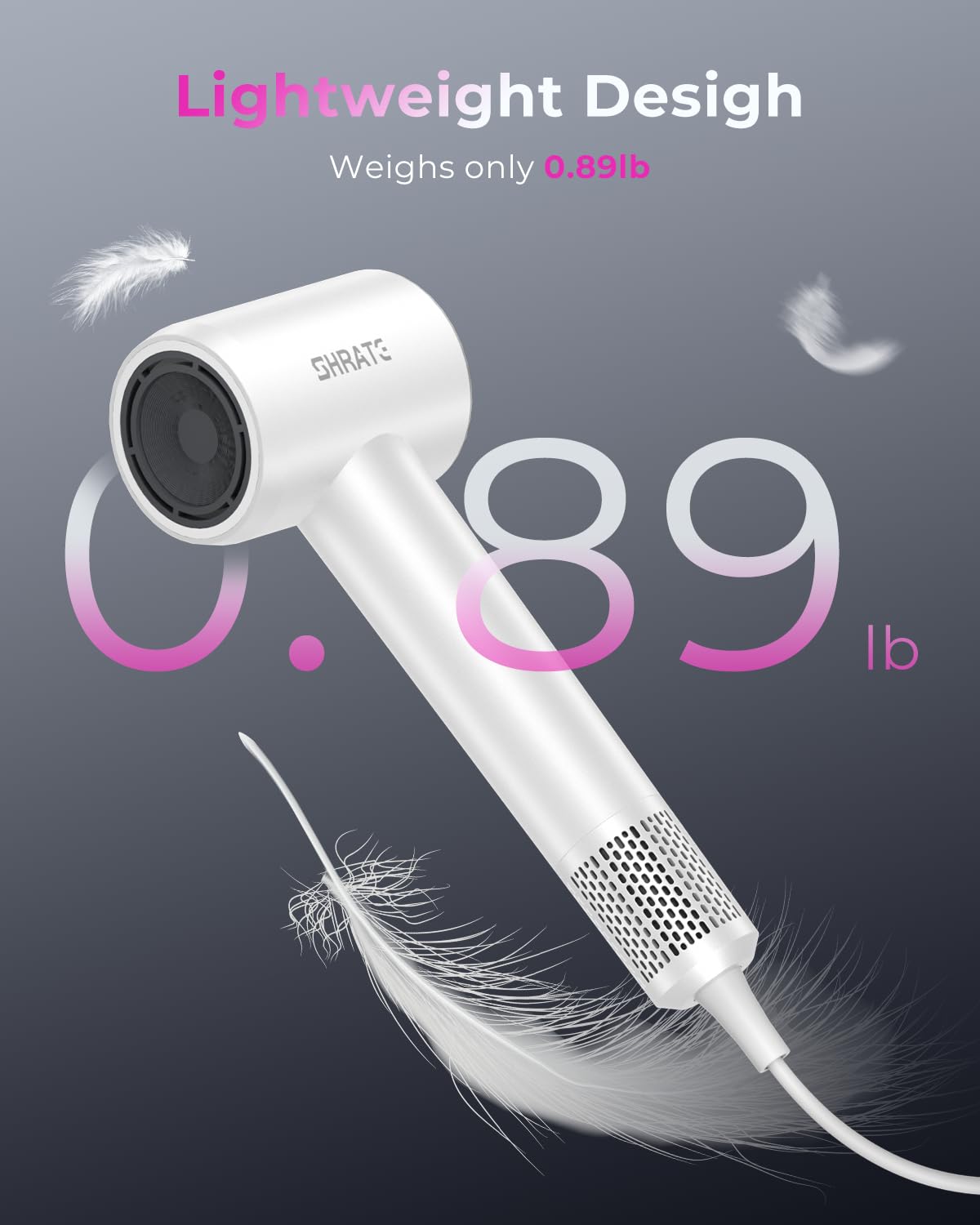 SHRATE Professional High Speed Ionic Hair Dryer | Ultra-Fast Drying | 500 Million Negative Ions | Low Noise | 160000 RPM | Compact Blow Dryer with Magnetic Diffuser for Faster Drying All Hair Types