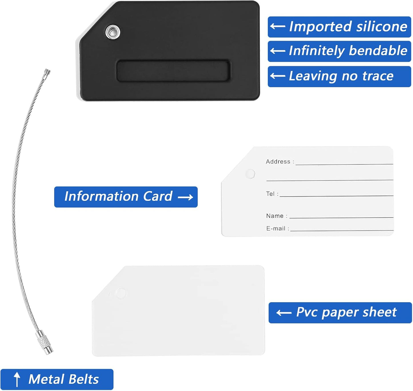 2 luggage tags, (1" smaller than traditional) perfect for quick luggage identification with