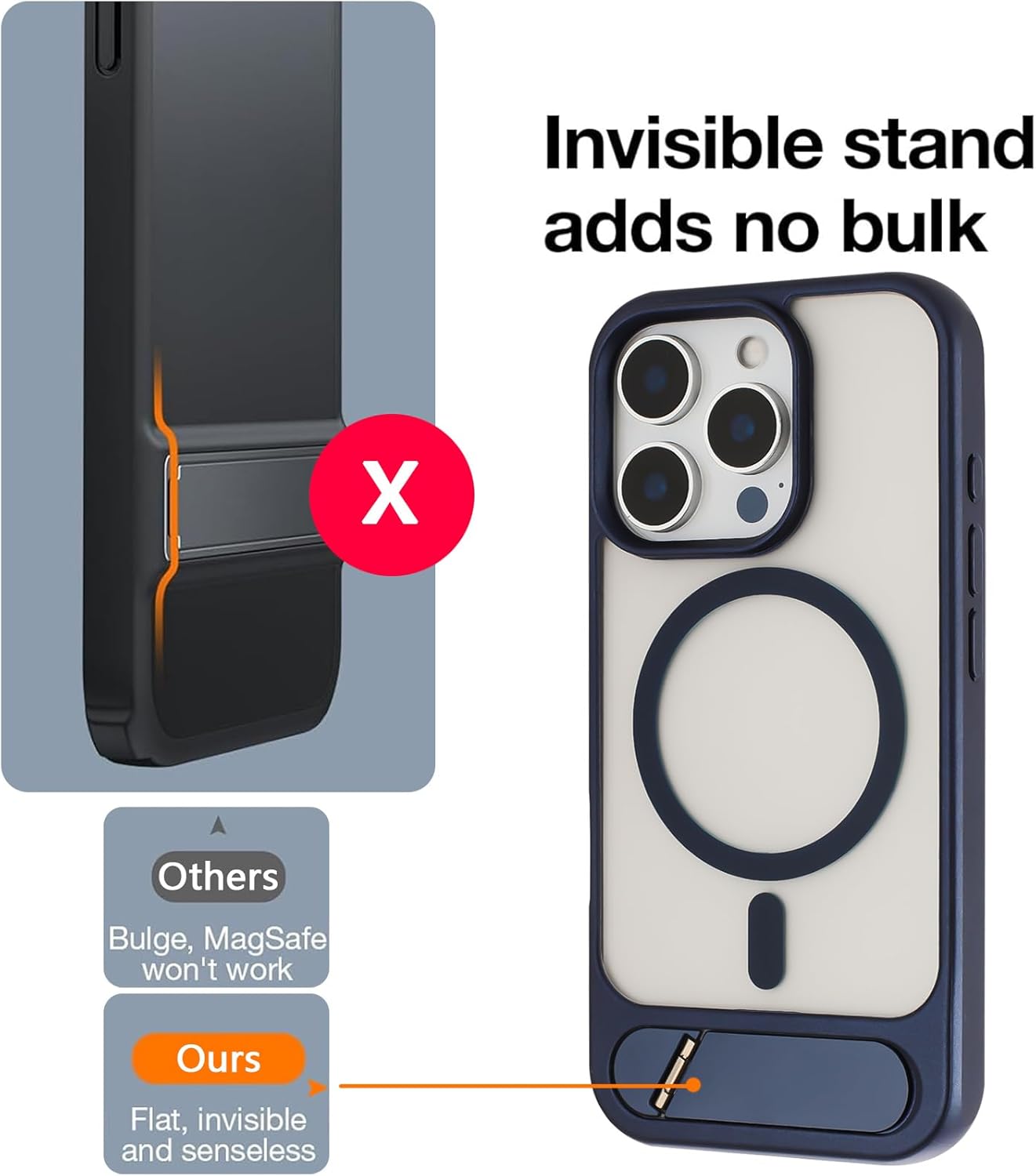 Tikoo Strong Magnetic for iPhone 16 Pro Case with Magsafe and Built-in Invisible Kickstand Slim Translucent Matte Military Grade Protective Phone Case for iPhone 16 Pro 6.3”