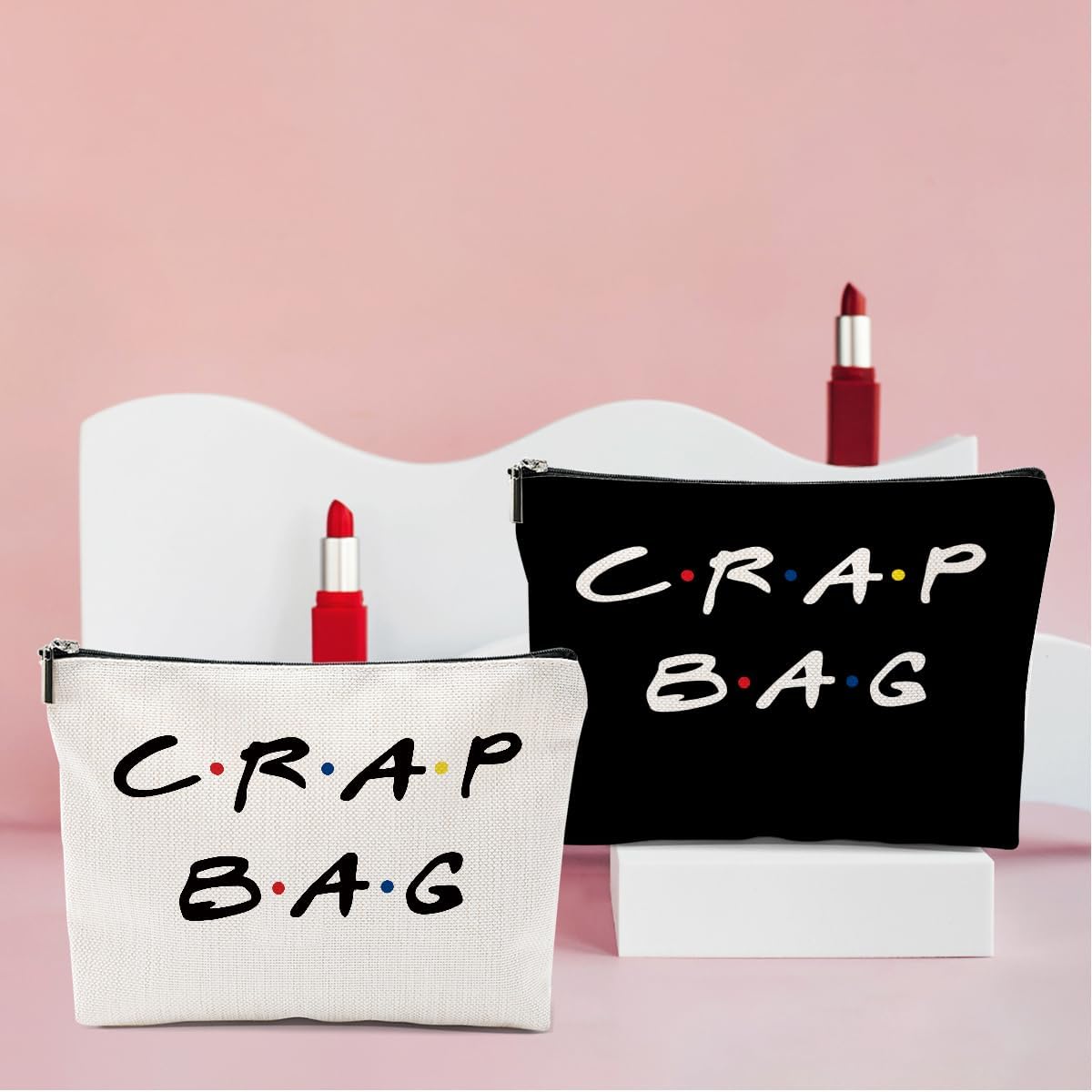 2 PCS Funny Gifts for Women Makeup Bag, Best Friend Birthday Gifts for Women, Funny Cosmetic Bags, Sister Christmas Graduation Friendship Gift for Daughter From Mom, Black White Travel Organizer