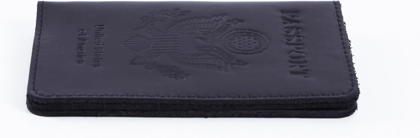 INCARNE US Passport Cover Clear - Travel Passport Wallet - Leather Passport Holder for Men Women Family with Card Slots & Note Compartmen - Sleeve Protector - Genuine Leather - Vintage Black