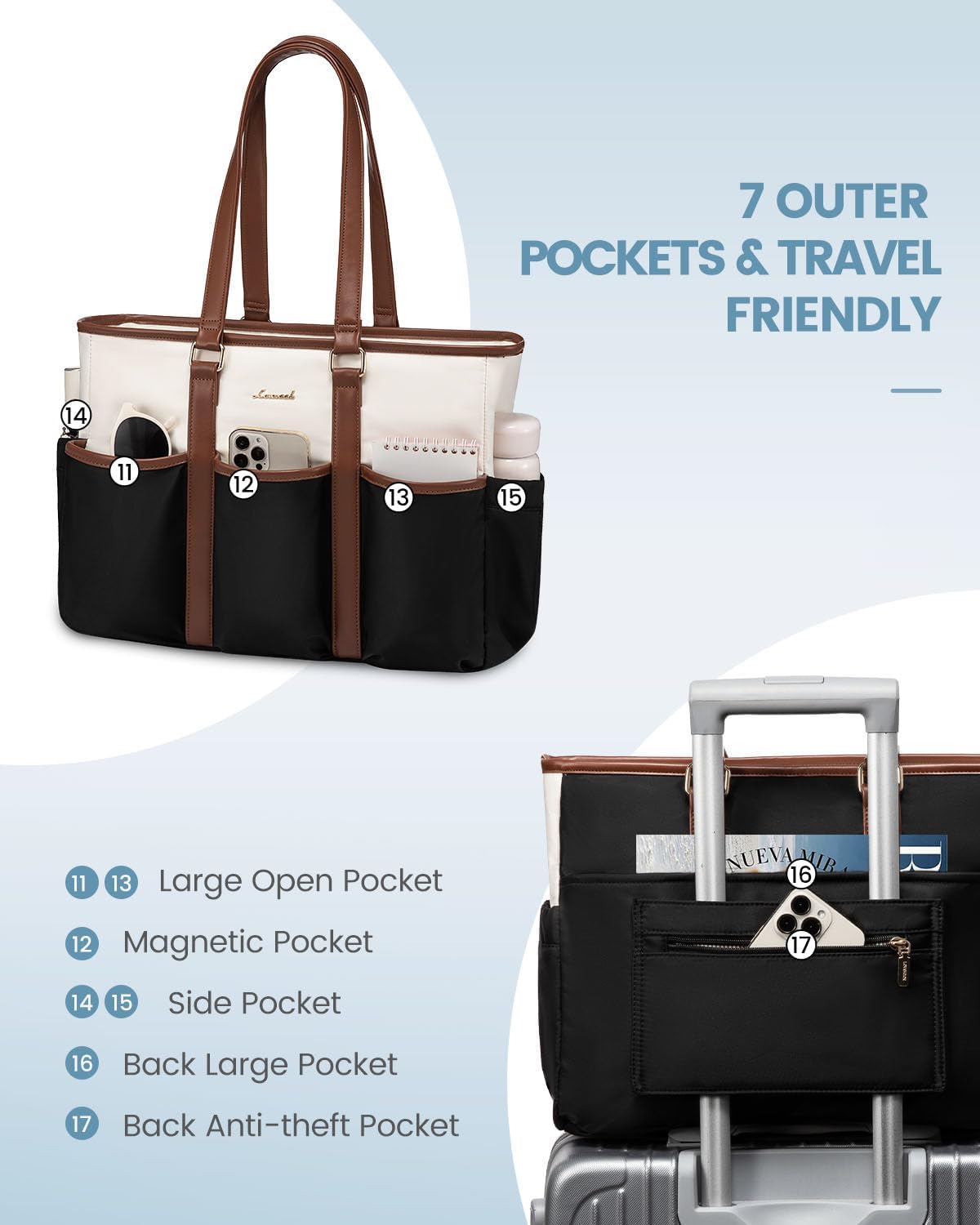 LOVEVOOK Teacher Tote Bag for Women Work, Nurse Laptop Bag for Women, Utility Everything Tote For