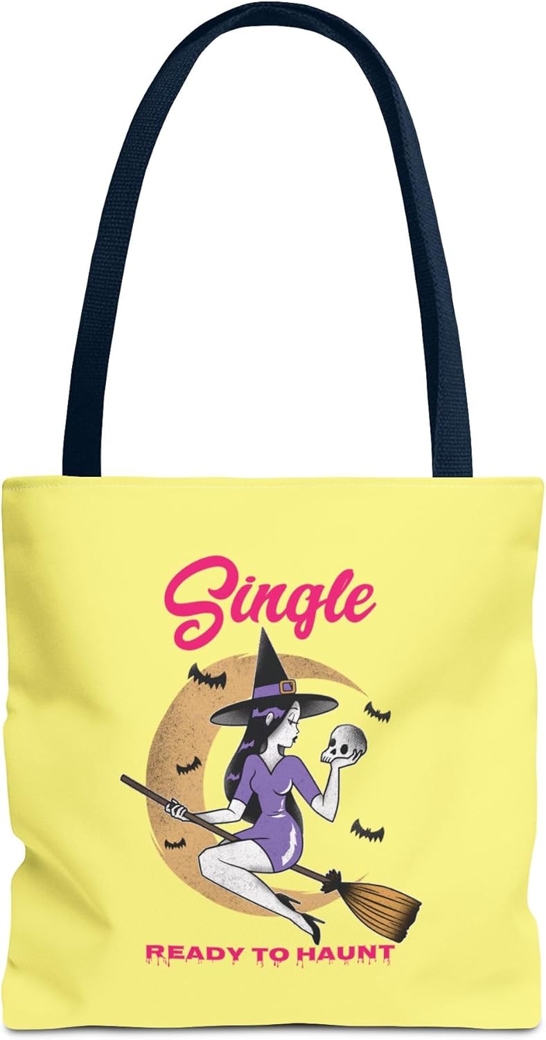 Single and Ready to Haunt Tote Bag, Halloween Tote for Singles, Witchy Accessories, Breakup Gift
