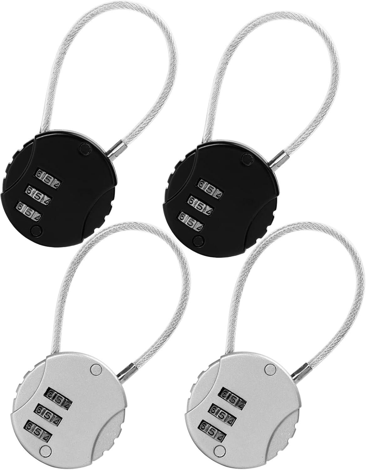 4 Pack 3-Digit Combination Lock Waterproof Padlock Outdoor Mini Wire Rope Combination Lock for Backpacks, Trolley Cases, Gym Lockers, Fence