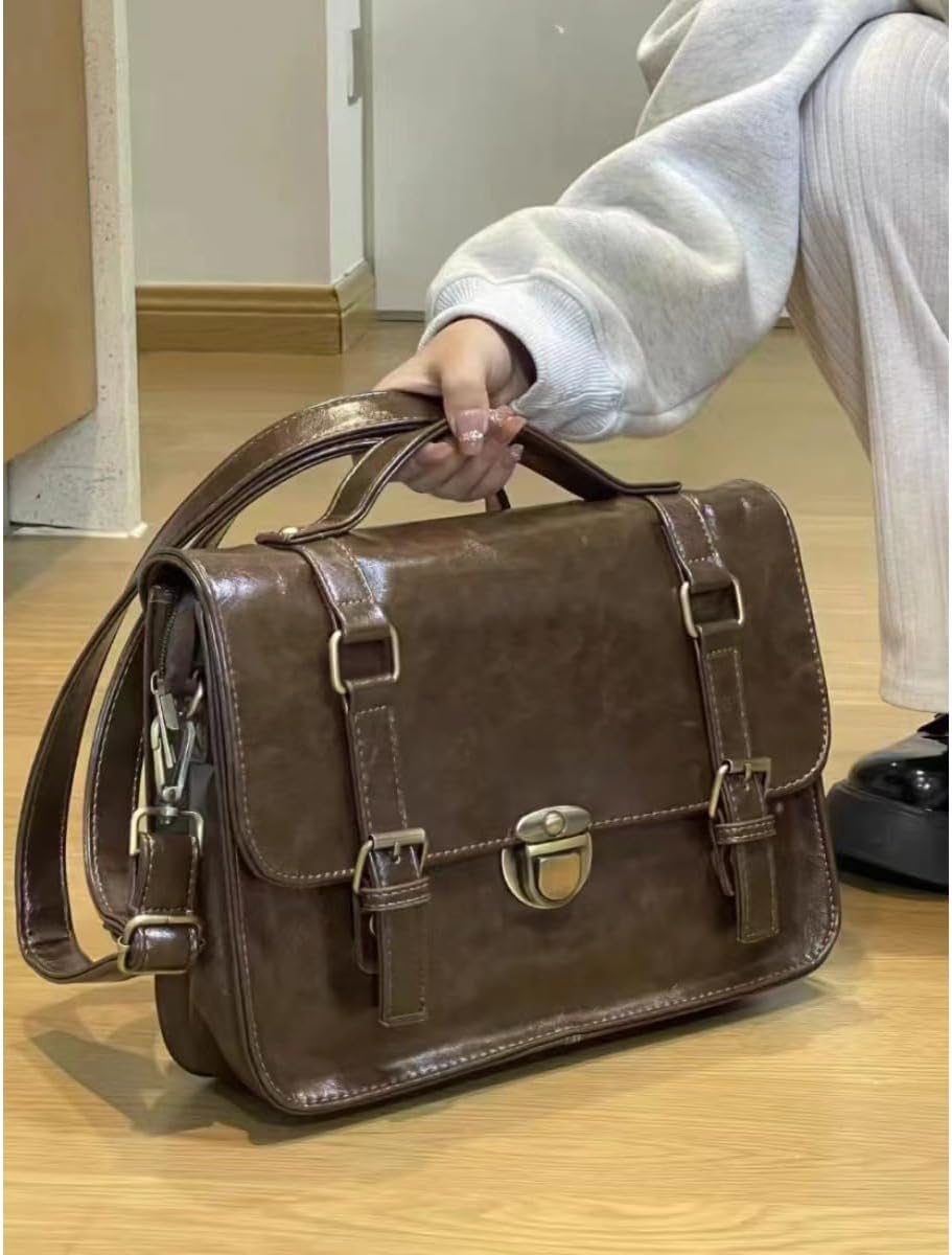 Messenger Bag Women -Faux Leather Cambridge Handbag - Vintage with Adjustable Shoulder Strap Briefcases Men