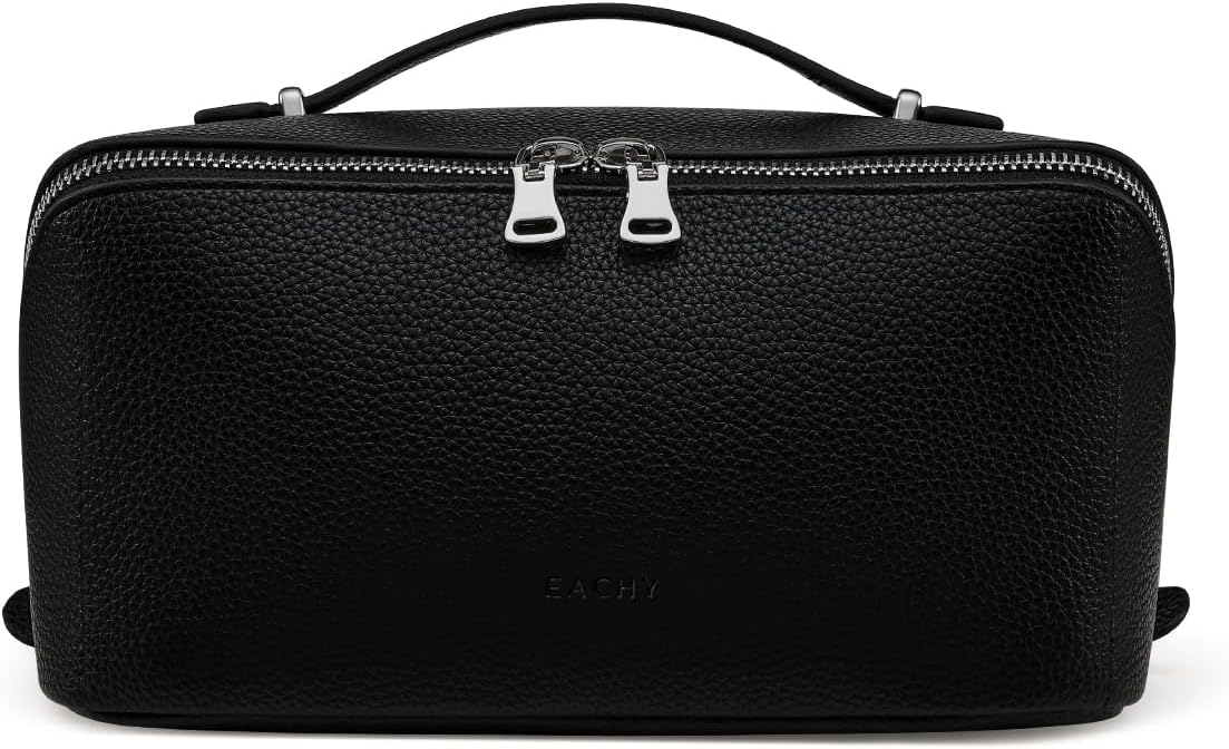 EACHY Makeup Bag,Large Capacity Travel Makeup Bag,Waterproof Portable Open Flat Toiletry Bag