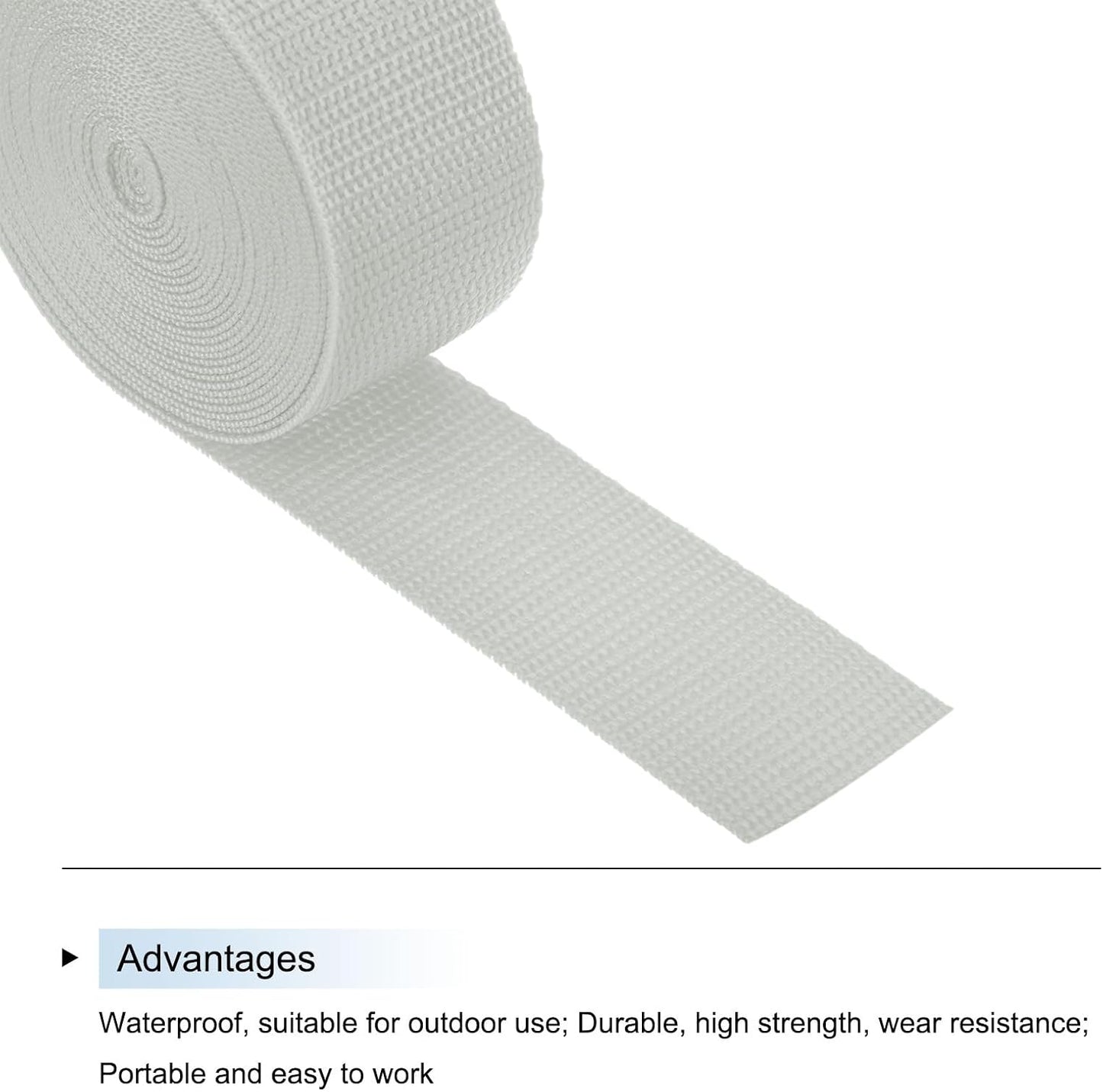 MECCANIXITY Lightweight Polypropylene Webbing Strap 2" 5 Yard Backpack Strapping Band Pale Grey for