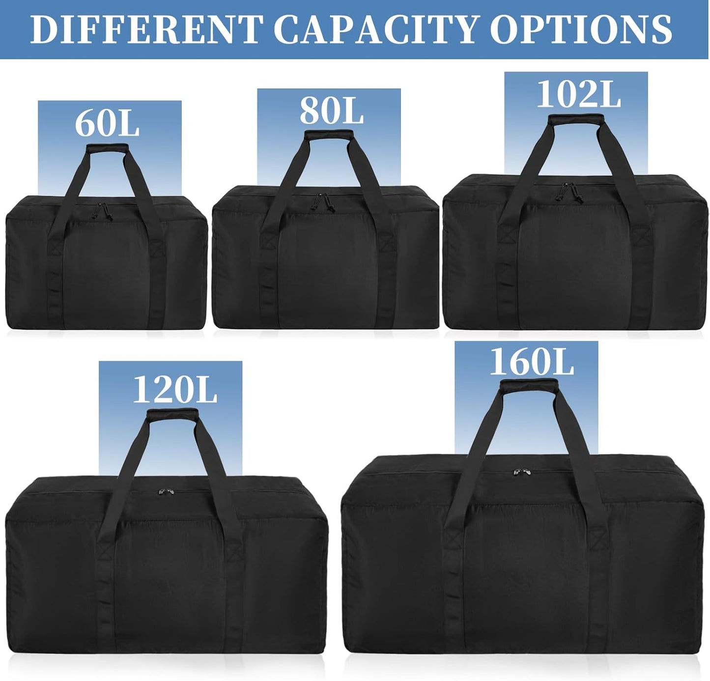 Large Travel Duffle Bag, 60L Gear Bag for Men and Women, Storage Bag Ideal for Overnight Camping and Weekend Getaways