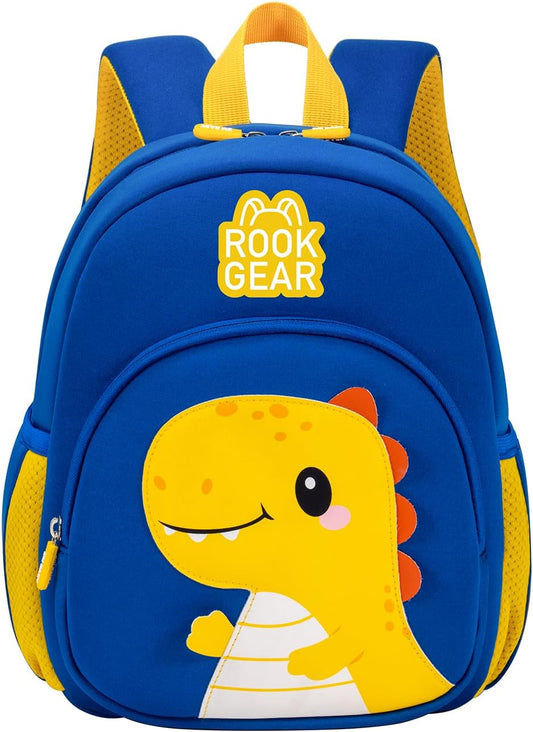 Lightweight and breathable children's dinosaur schoolbag, made of SBR diving fabric, suitable for kindergarten backpacks (blue, Large)