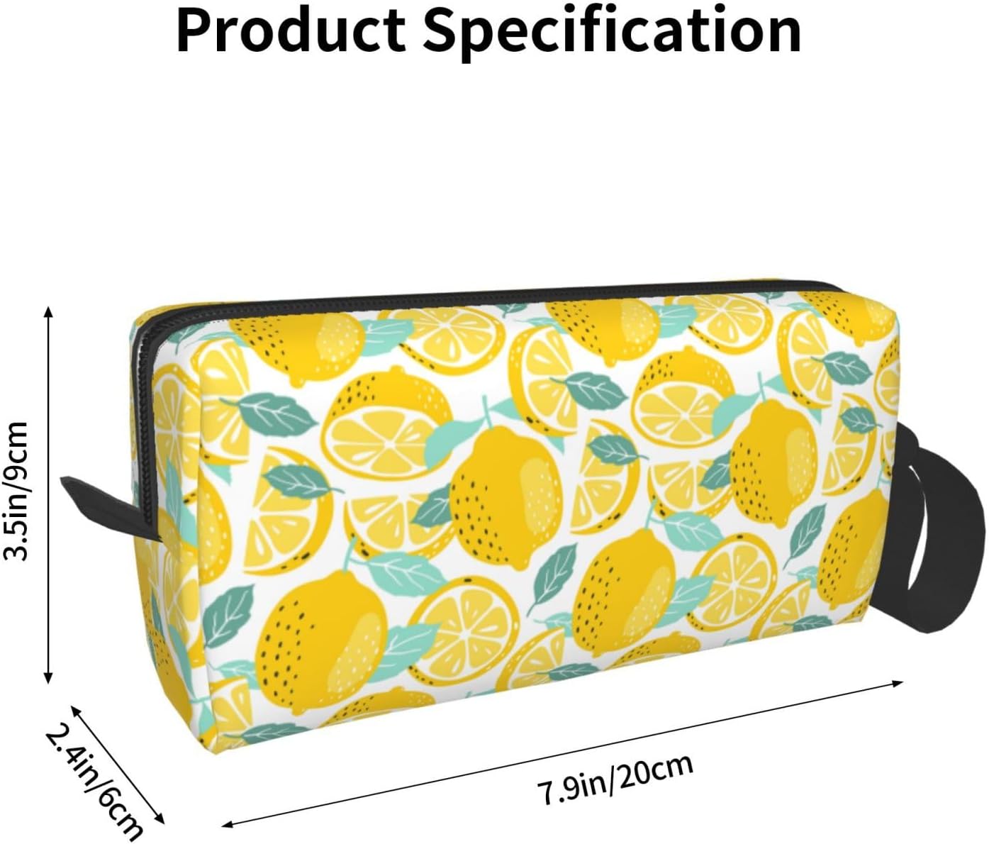 Lemon Makeup Bag Organizer Small Travel Cosmetic Bags Compact Durable Oxford Fabric Multi-Purpose Storage Perfect for Travel, Gym, Daily Use