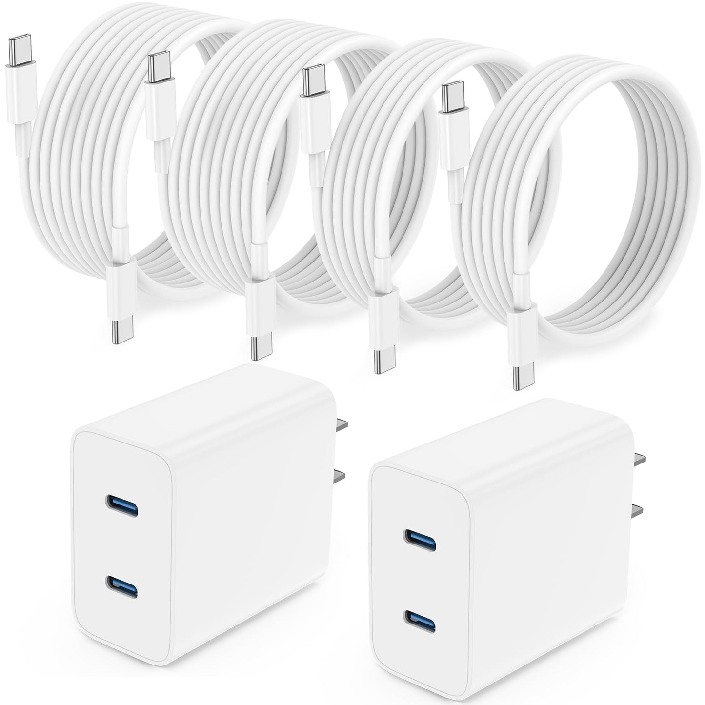 𝟐𝐏𝐚𝐜𝐤 𝟰𝟱𝗪 Dual Port iPhone 17 16 15 Charger and 6ft/10ft Type C to C Cable Cord Long,USB C Fast Charging Block for Apple iPhone 17 Pro Max/17 Air/16 Pro/15 Plus/iPad/mini,Wall Plug Cube Brick
