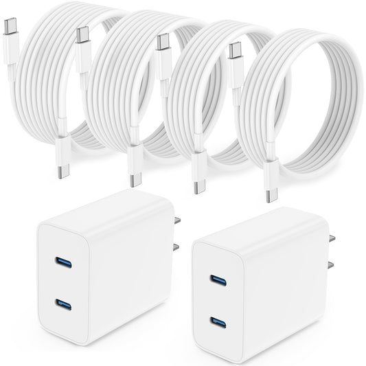 𝟐𝐏𝐚𝐜𝐤 𝟰𝟱𝗪 Dual Port iPhone 17 16 15 Charger and 6ft/10ft Type C to C Cable Cord Long,USB C Fast Charging Block for Apple iPhone 17 Pro Max/17 Air/16 Pro/15 Plus/iPad/mini,Wall Plug Cube Brick