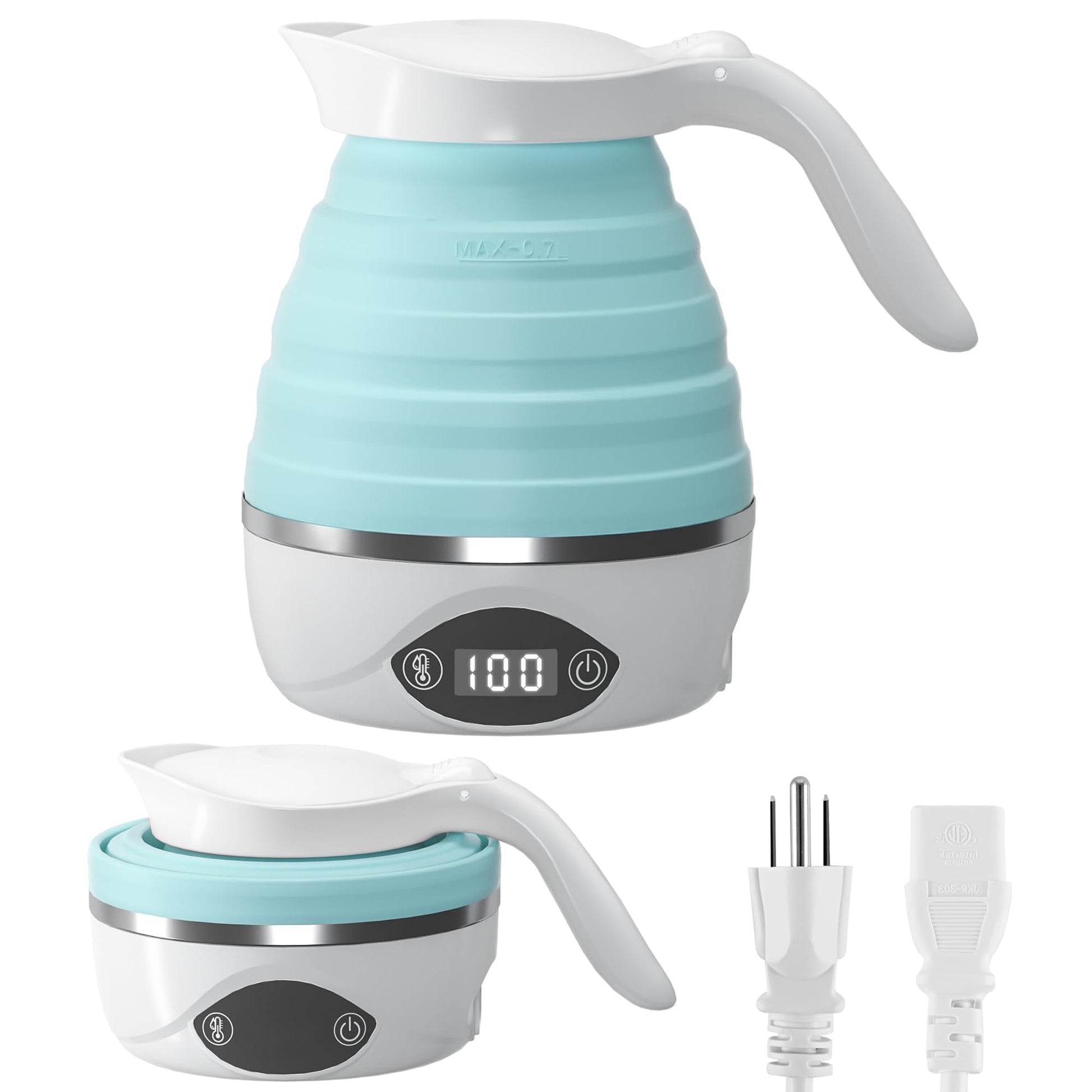 AUCOO Collapsible Travel Kettle Electric Portable Foldable Kettle for Boiling Water, Suitable for