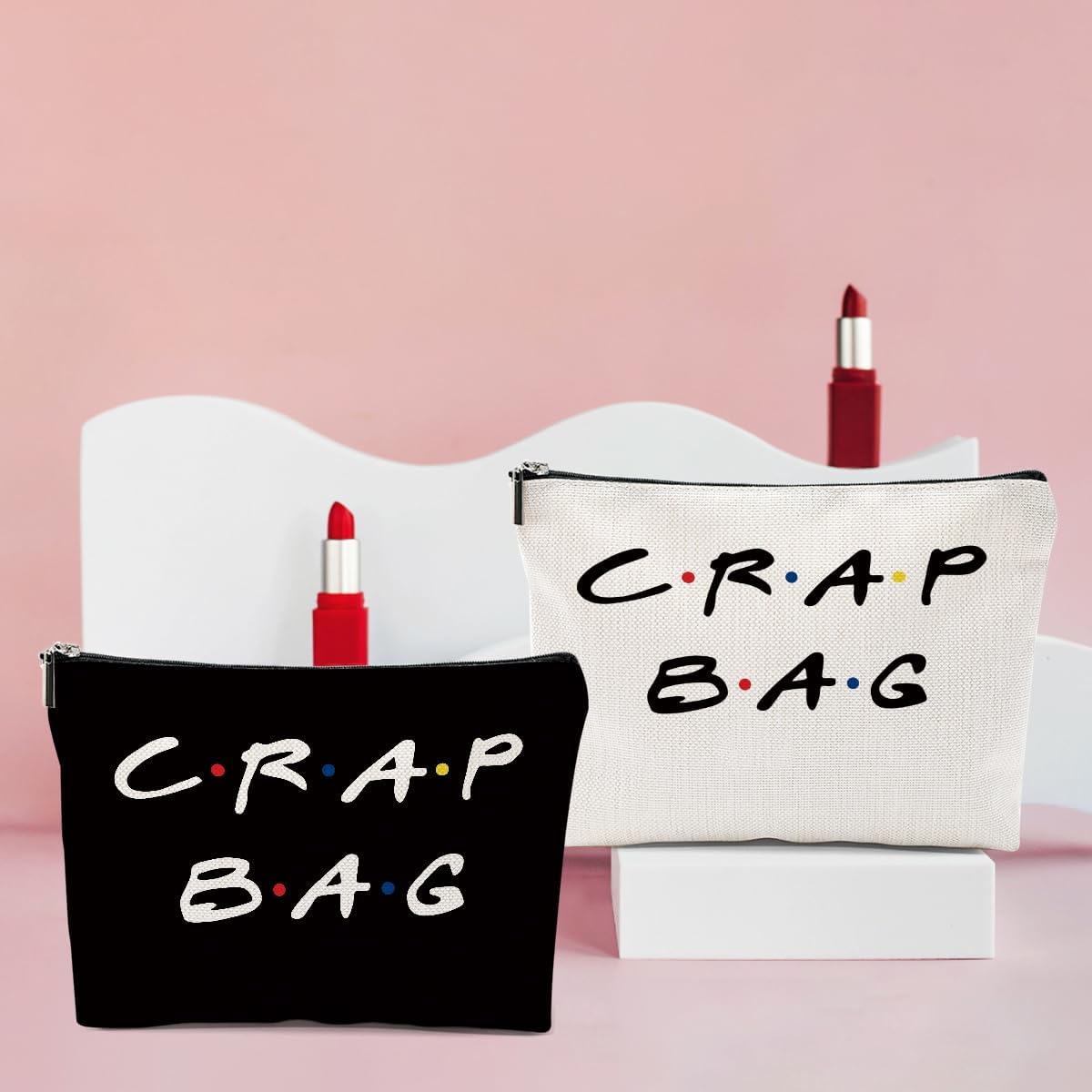 4 PCS Funny Gifts for Women Makeup Bag, Best Friend Birthday Gifts for Women, Funny Cosmetic Bags, Sister Christmas Graduation Friendship Gift for Daughter From Mom, Black White Travel Organizer