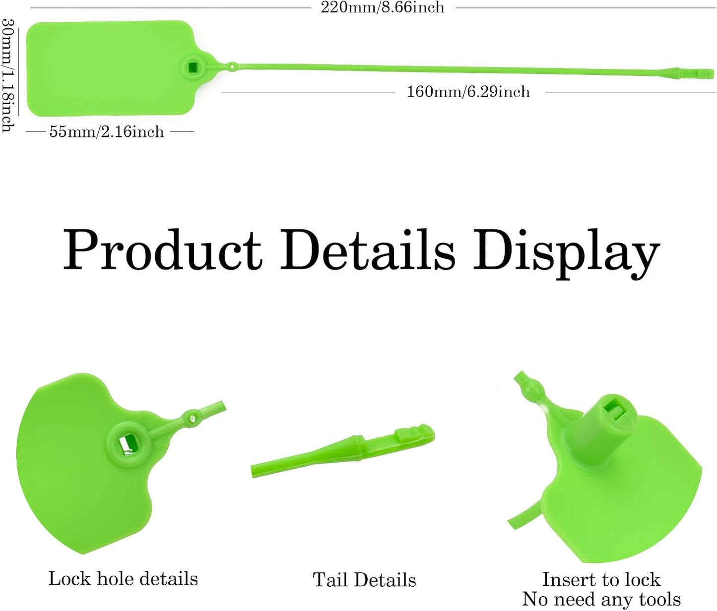 50pcs Luggage Tags Plastic Seals Shipping Label Logistics Use Sign Tie, Sealing Storage Multi Purpose Name ID Tag with Marker for Backpack, Schoolbag, Car Key (Green)