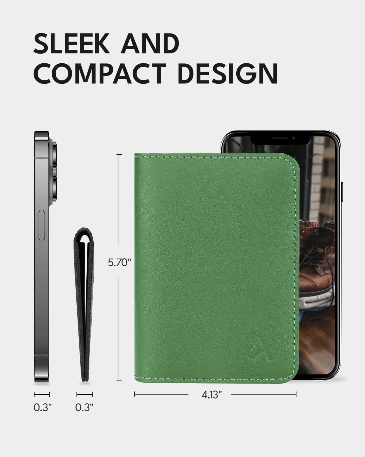ALLIVE Passport Holder for Travel, Genuine Leather Passport Holder Women Men,Passport Cover Wallet,Travel Must Haves Airport Essentials Travel Gifts Green