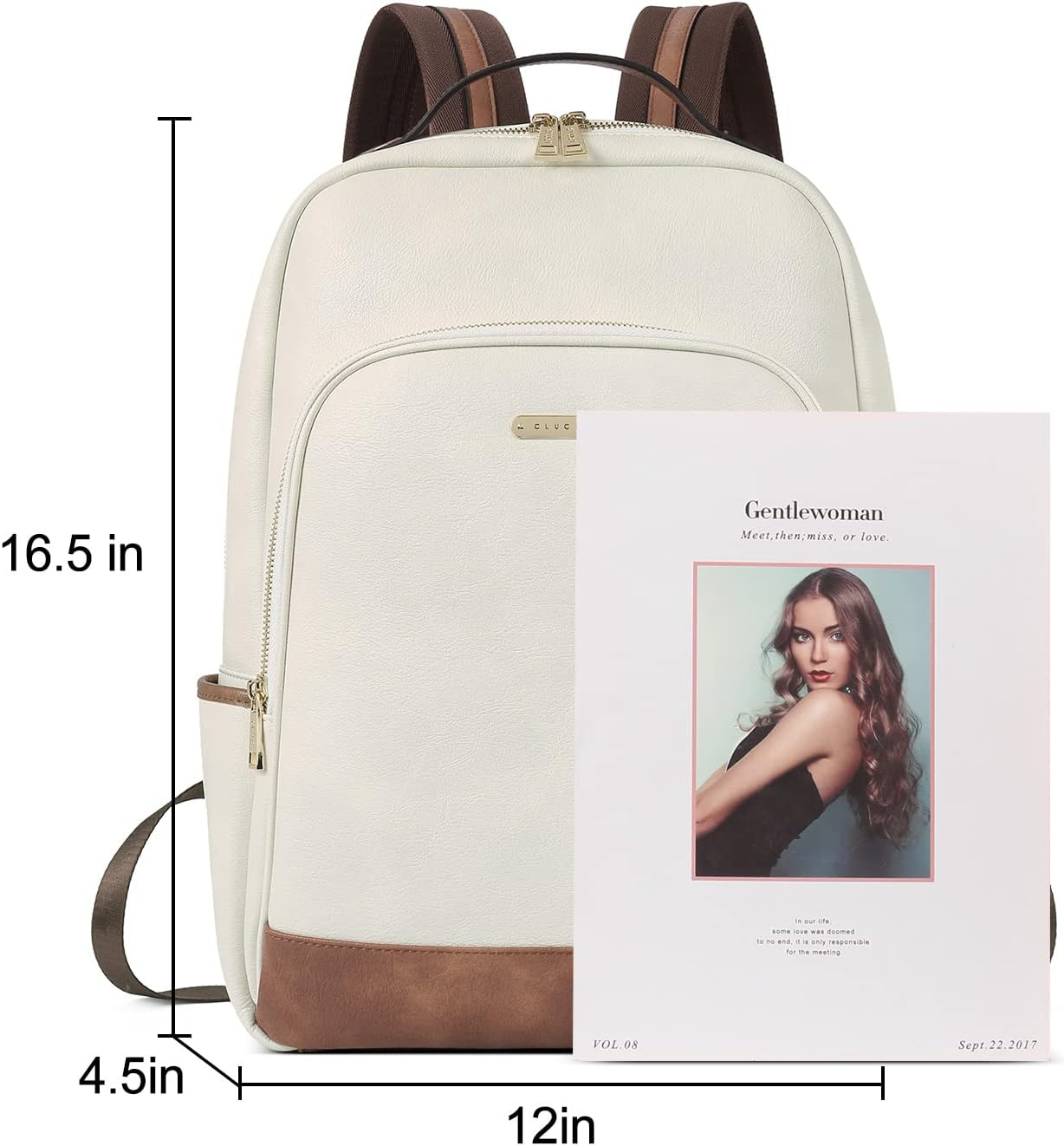 CLUCI Leather Backpack for Women 15.6 inch Laptop Backpack Purse Computer Backpack for Travel