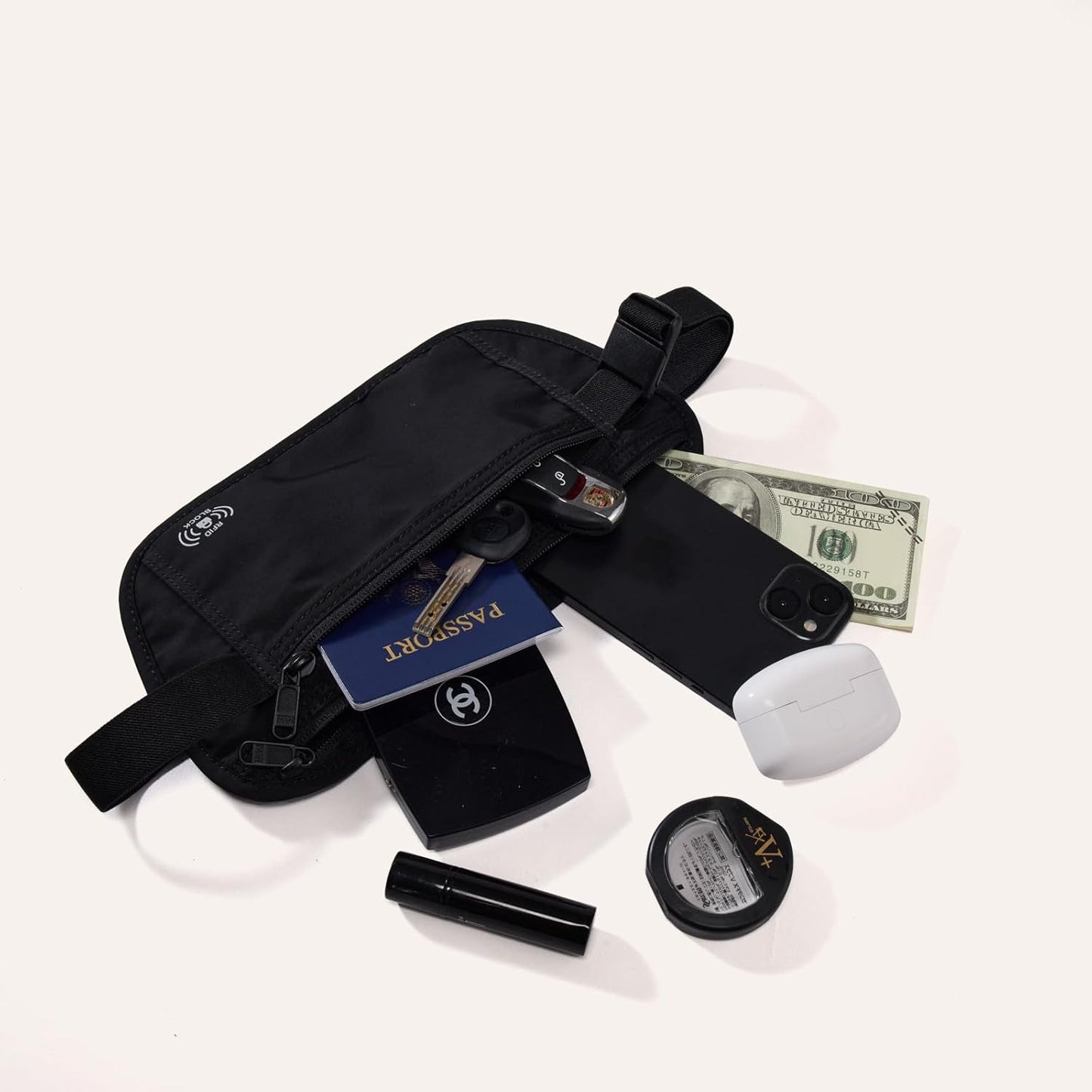 Pander RFID Blocking Travel Money Belt – Hidden Waist Pouch for Passport, Cash, Cards, Slim Belt Bag for Men and Women,