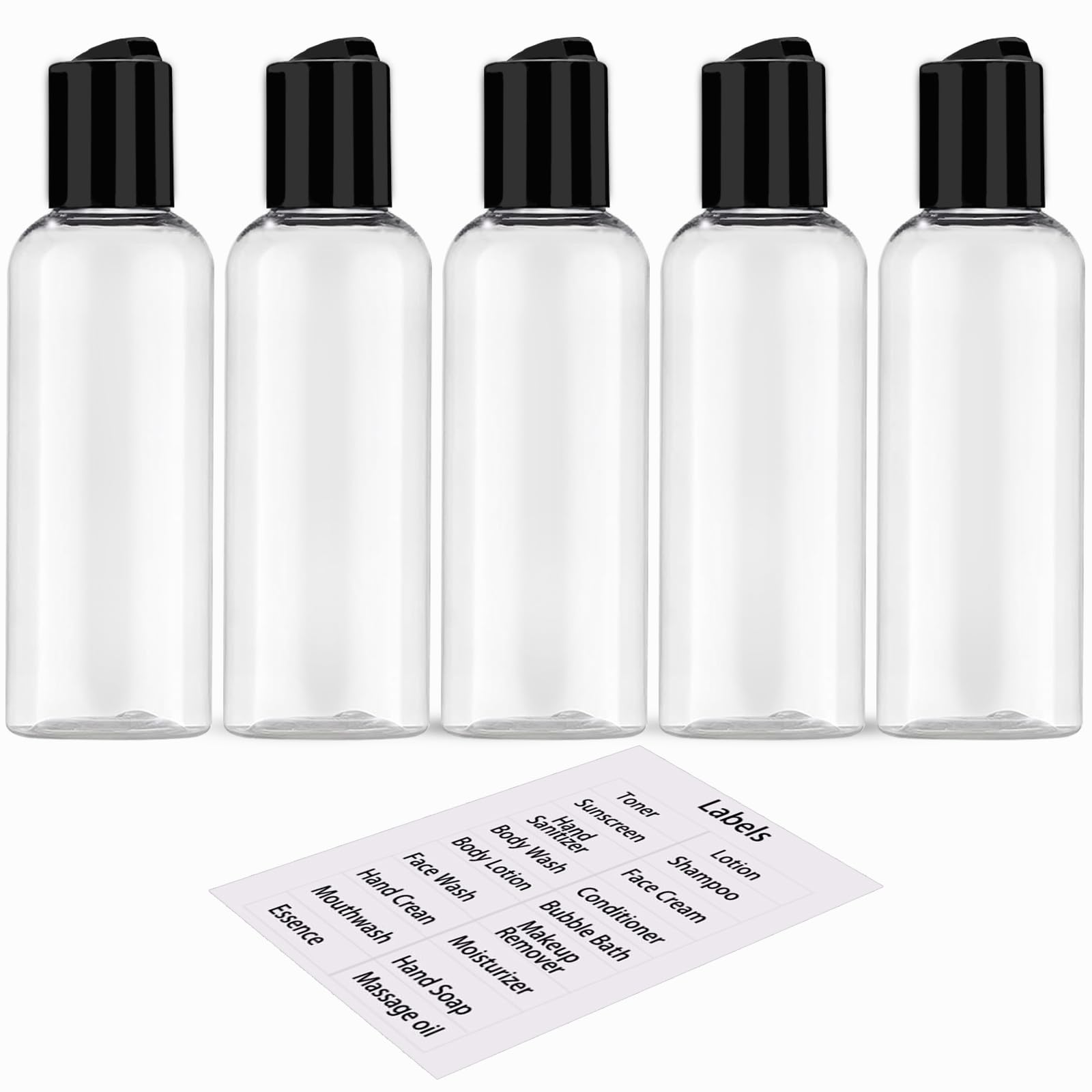 DNSEN 5 Pack 3.4 oz Travel Bottles for Toiletries TSA Approved Leakproof Plastic Empty Travel Size