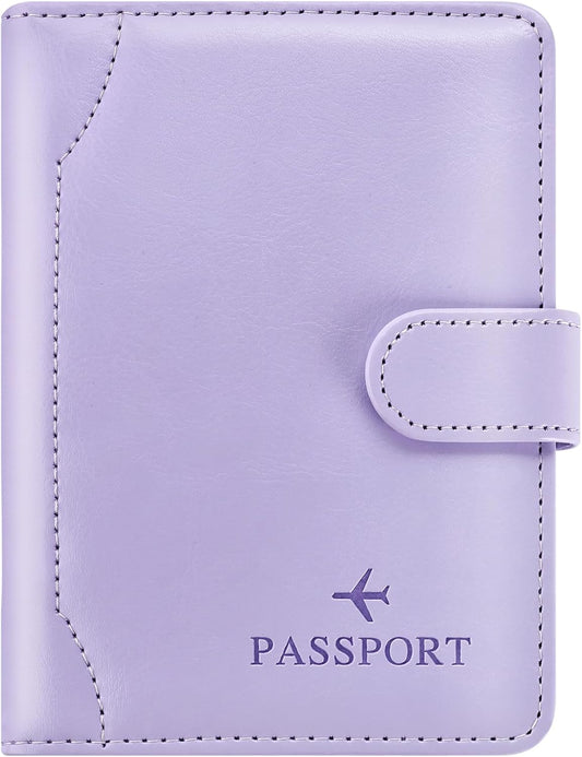 Herain Light Purple Passport Holder for Travel Cruise Essentials, Passport Wallet Cover Case Women Men Family, RFID Passports Book Holders Travel Gifts Accessories Vacation Must Haves