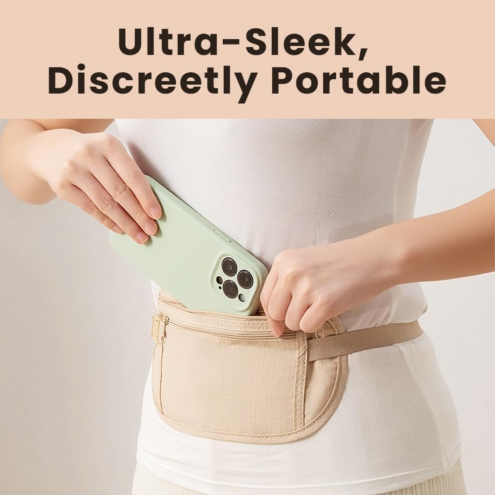Omnpak Travel Money Belt, Hidden Waist Wallet Anti Theft Unisex Travel Pouch with Double Pocket to Protect Cash, Credit Cards, Passport Holder