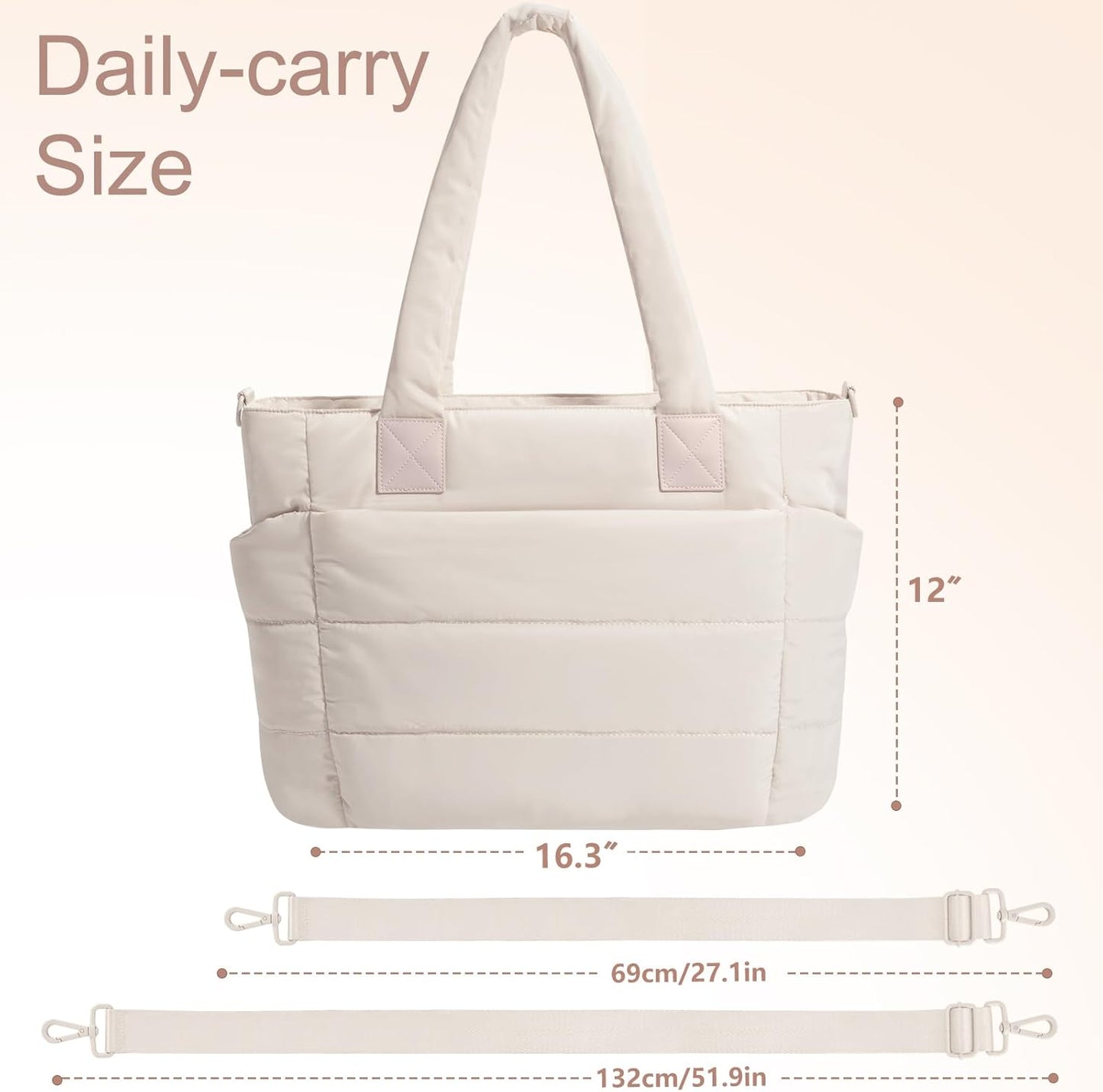 Tote Bag for Women Puffer Tote Bag Large Nurse Bags Shoulder Handbag with Zipper for Work Travel