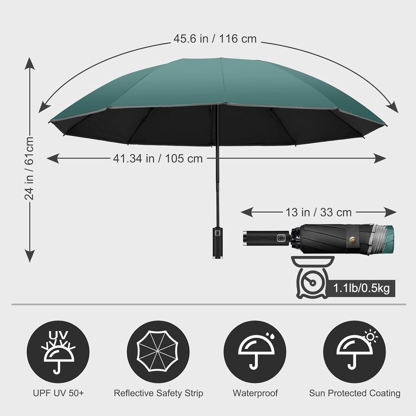 DOFOWOT UV Protection Umbrella for Rain Sun Umbrellas Windproof Anti-Rebound UPF 50+ UV Travel Umbrella Compact for Women Men
