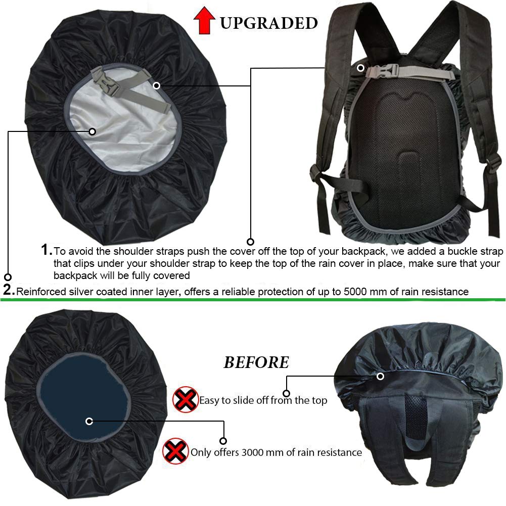 Evotopf Waterproof Backpack Rain Cover with Adjustable Anti Slip Buckle Strap & Sliver Coating