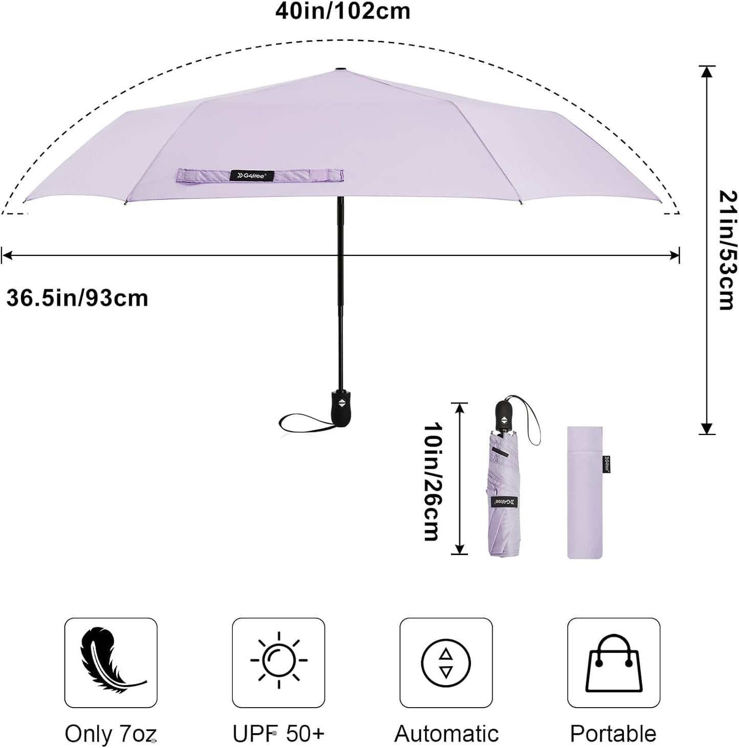 G4Free Mini Ultralight Umbrella UPF 50+ UV Protection Compact Lightweight Travel Umbrella Super