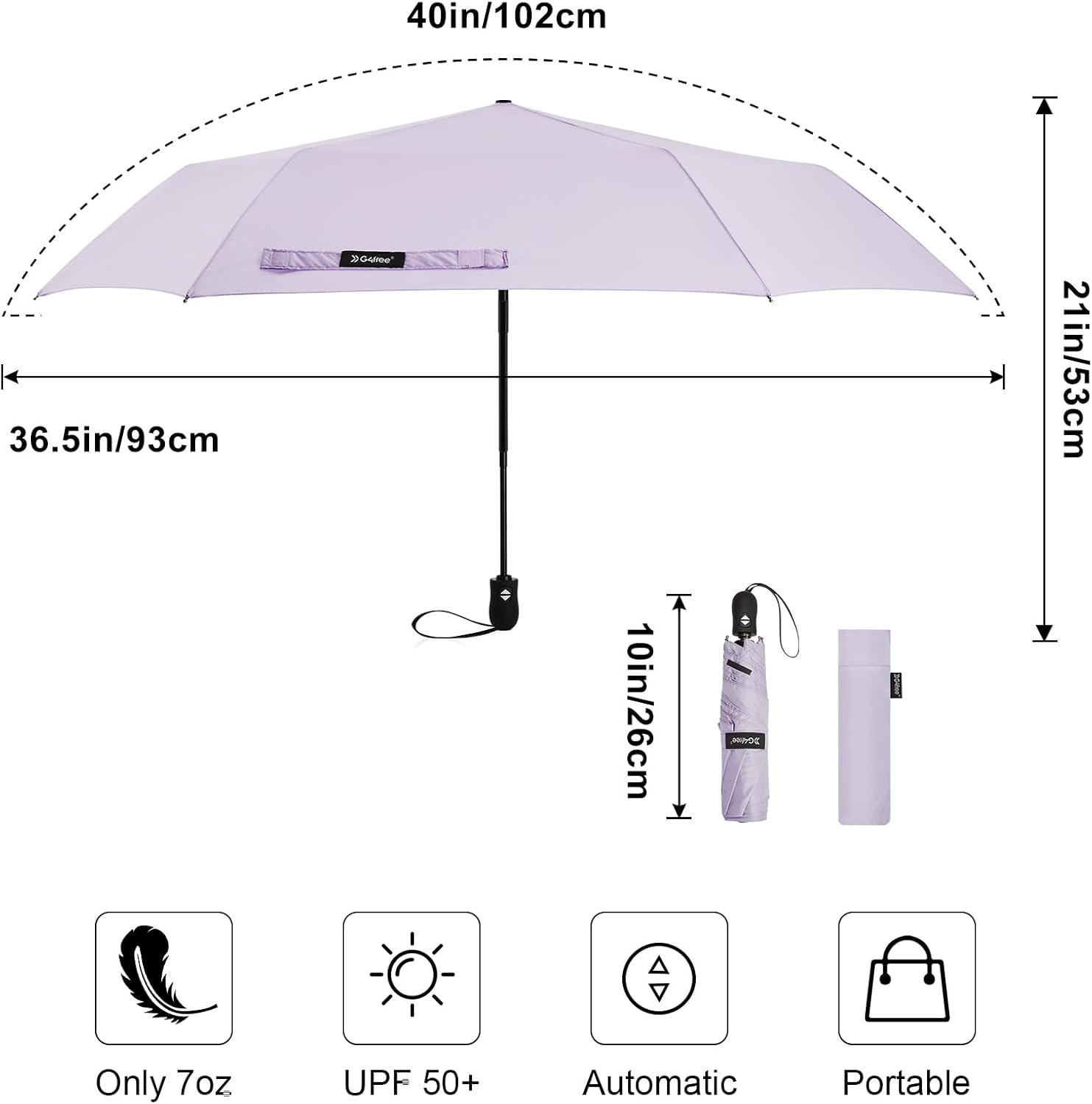 G4Free Mini Ultralight Umbrella UPF 50+ UV Protection Compact Lightweight Travel Umbrella Super
