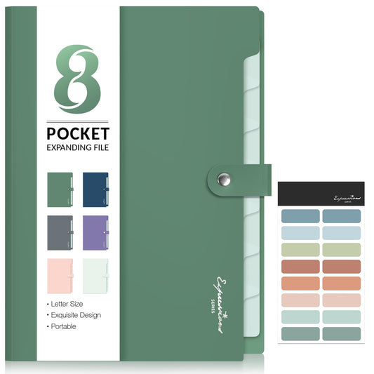 Sooez Elegant Accordion File Organizer, 8 Pocket Expanding File Folder