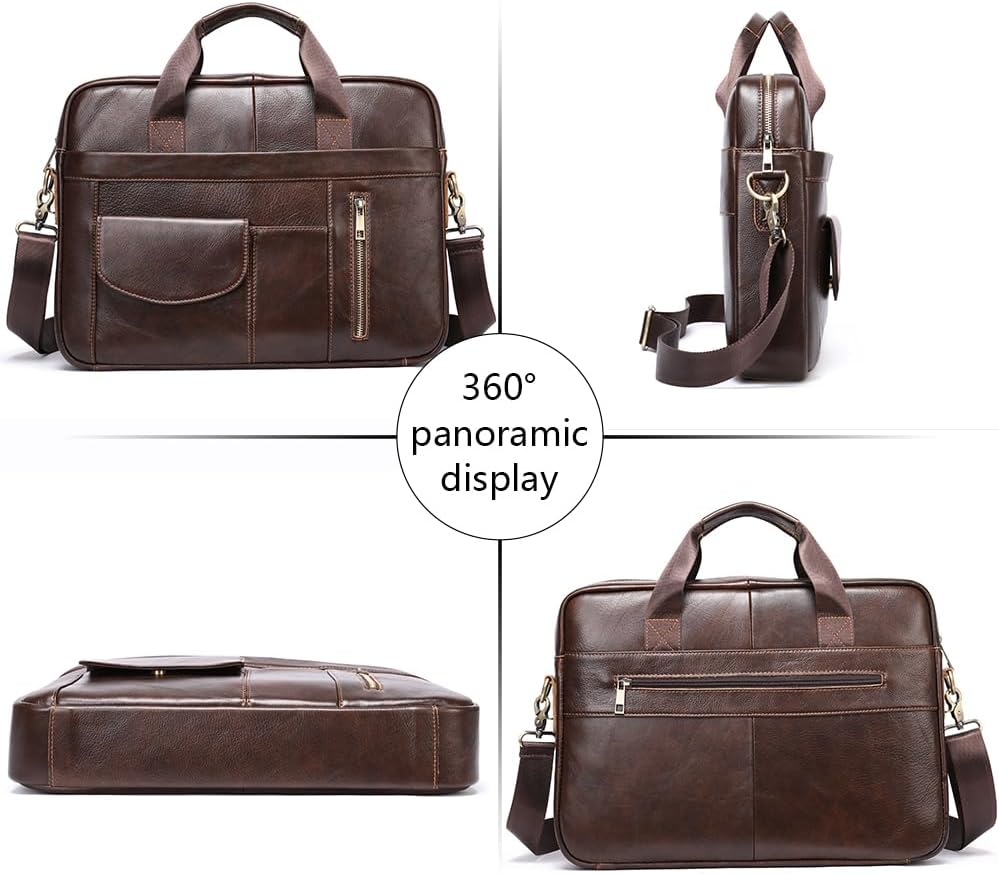 Genuine Leather Business Briefcase Laptop Handbag, Crossbody, Premium Quality, Spacious Design, Versatile Carrying Options