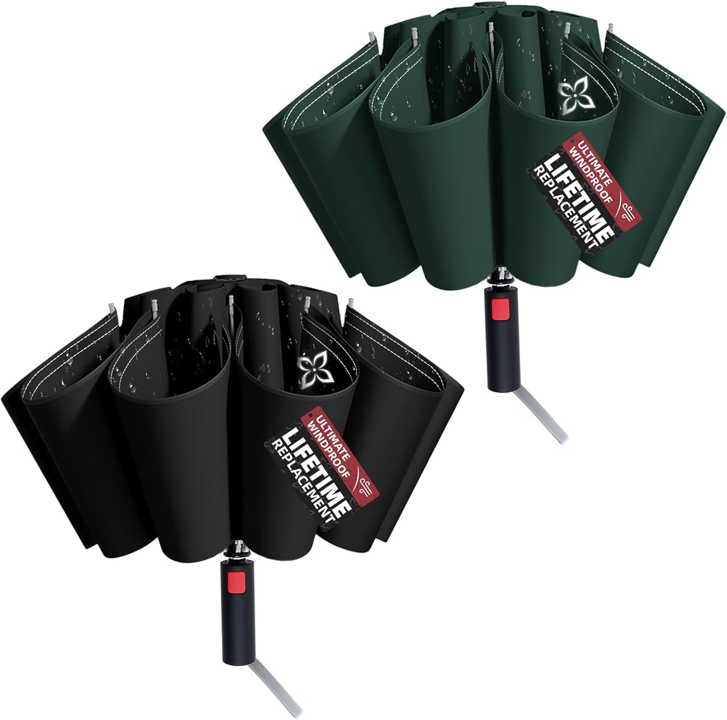 Large Travel Inverted Umbrella, 55" 10 Ribs Windproof for Rain & Sun, Reverse Auto open/close Compact Portable for Men, Reflective Thread for Night Safety