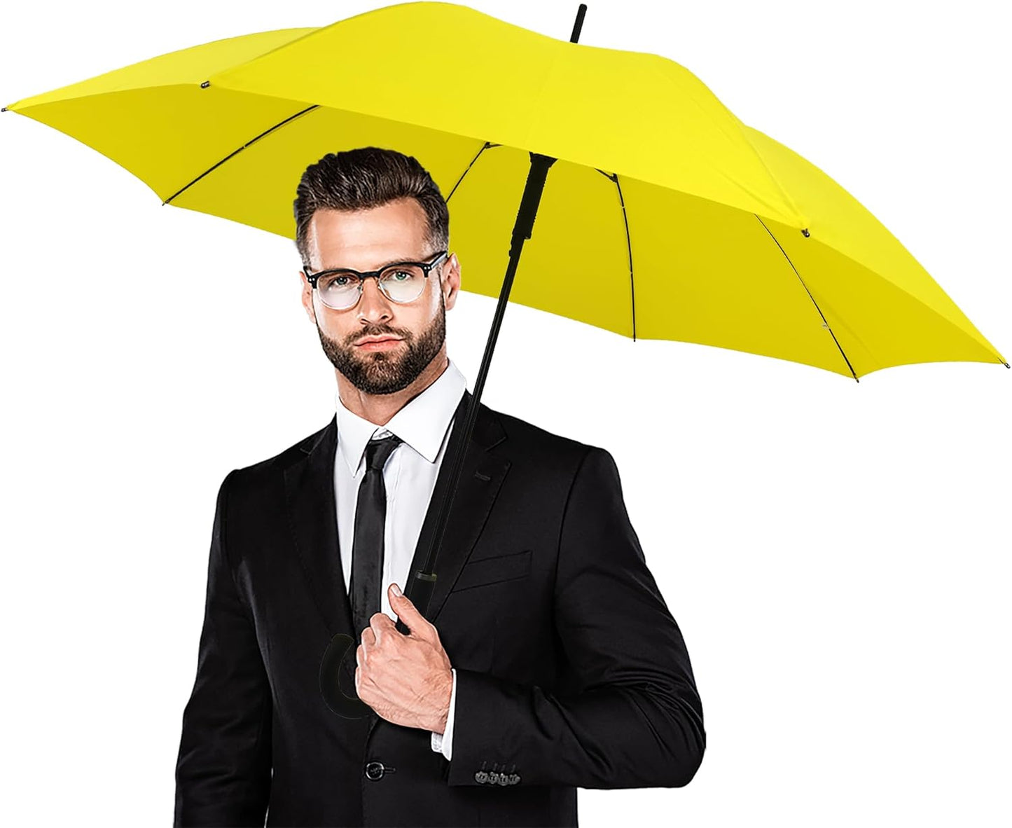 Large Stick Umbrella Windproof Automatic Open 50 Inch Umbrella with Hook Handle,Over Sized J Handle Umbrellas for Men and Women,Windproof Unbreakable Stick Rain Golf Umbrella.