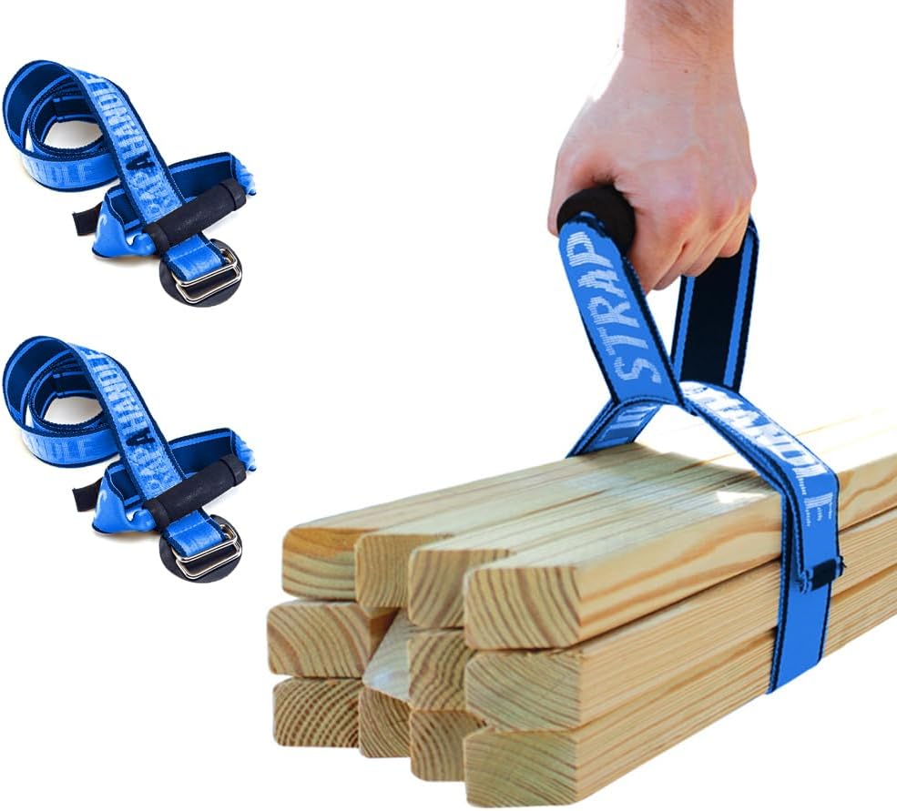 4’ Carry Strap with Handle | 2-Pack | Heavy Duty | Adjustable Belt | Easy, Safe, Secure, Lifting, Moving, Carrying Heavy Boxes | Best Luggage Strap (2pk Strap-A-Handle 4ft. Length, 75lb. Capacity)