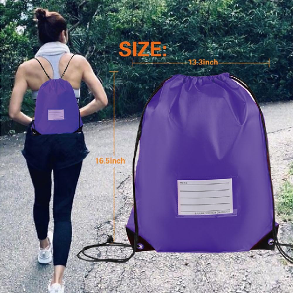 20 Pcs Drawstring Bags,Bulk Draw String Backpack, DIY Gym Sports Cinch Bag Sackpack for Women Men, Purple