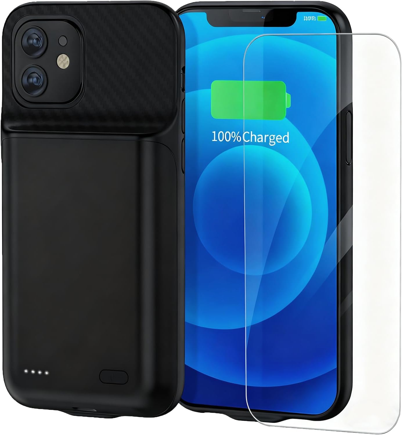 Battery Case for iPhone 12/12Pro, 13800mAh Portable Backup Power Bank Protective Charging Case Rechargeable Extended Battery Charger Cases for iPhone 12/12 Pro Black