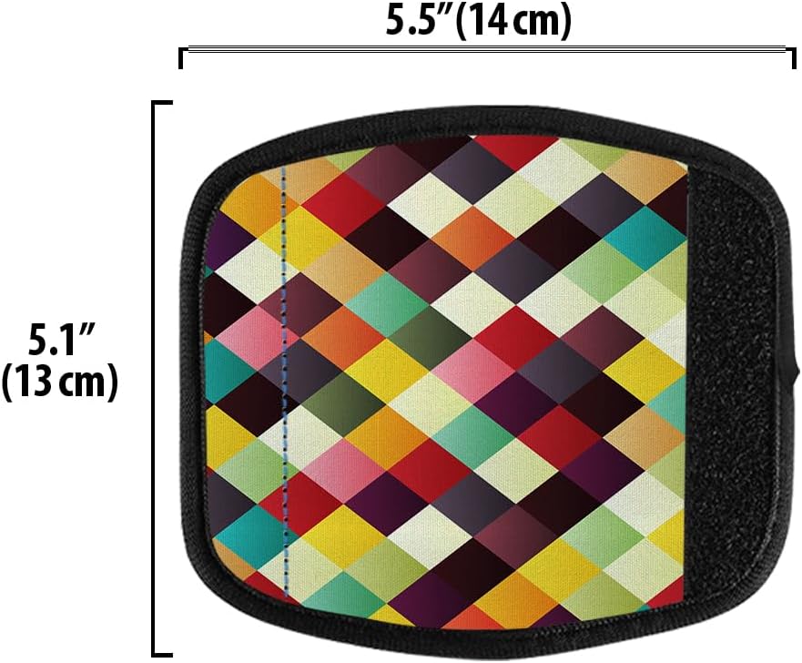 WIRESTER 1Pc Neoprene Luggage Handle Wrap Cover, Grip Luggage Identifier Accessories for Travel Bag Suitcase Luggage - Colorful Checked